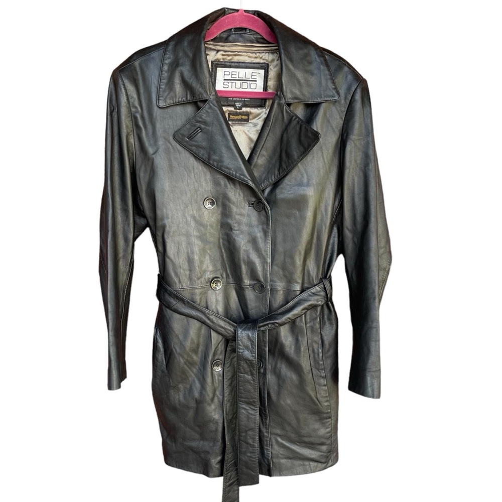 Wilsons Leather Pelle Studio Vintage Leather Trench Coat